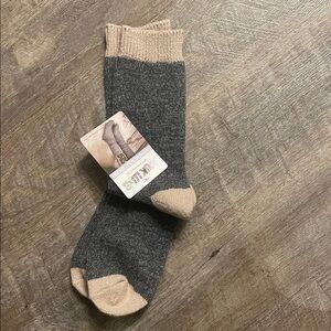 Muk Luks Gray Tan Knit Boot Socks OSFM